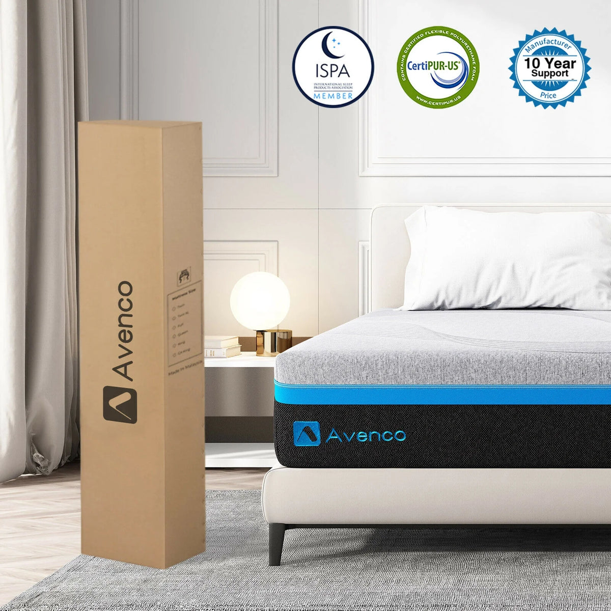 10 Inch Grey Queen Gel Memory Foam Mattress P64145
