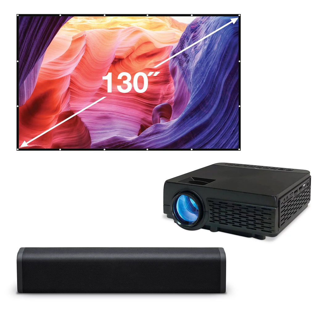 Video Projector with Screen and Bluetooth Speaker O48171