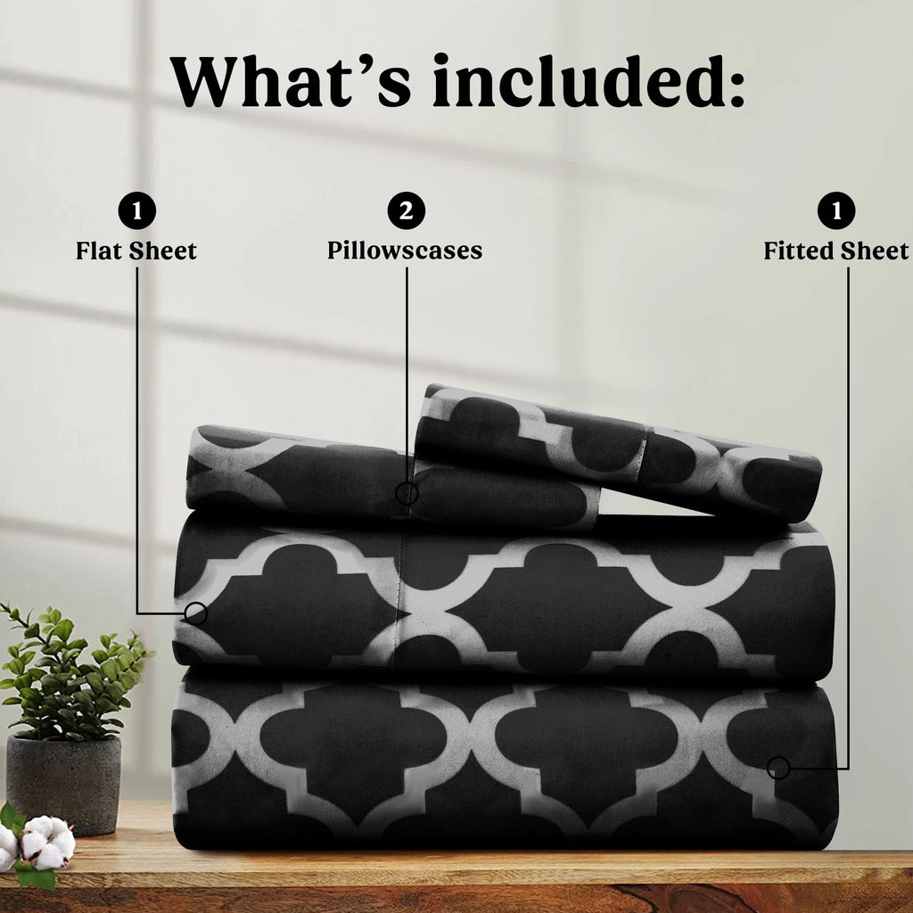 Queen Size 4 Piece Microfiber Deep Pocket Bed Sheets Set D532693