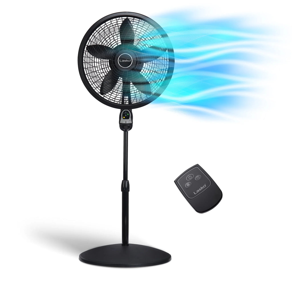 18 Oscillating Pedestal Fan with Remote, 3 Speeds, Black S564318