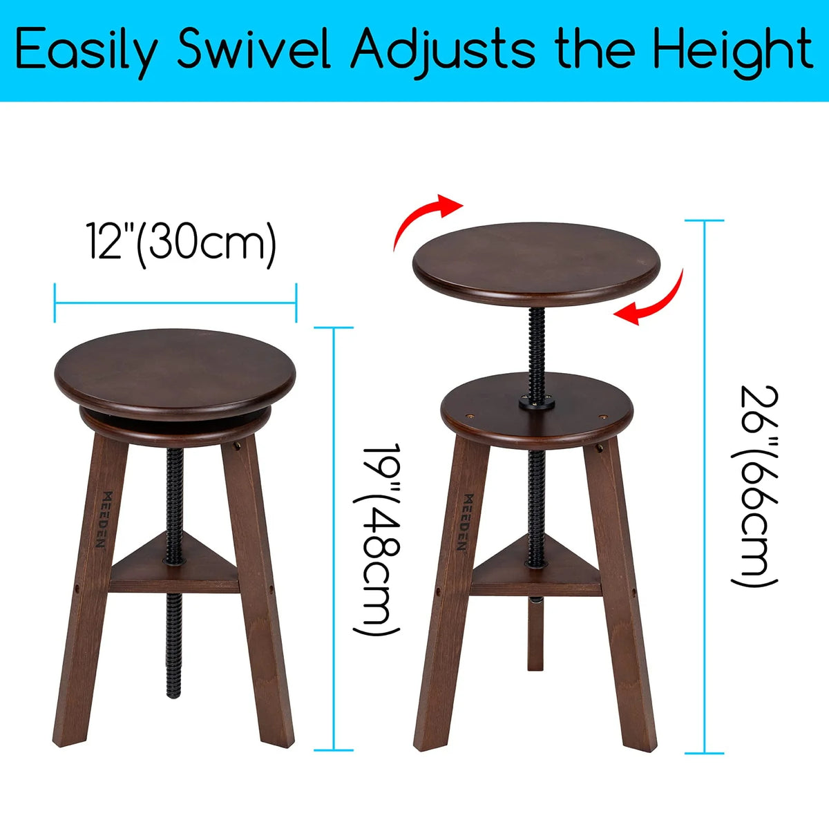 Adjustable Height Beechwood Wooden Drafting Stool J641