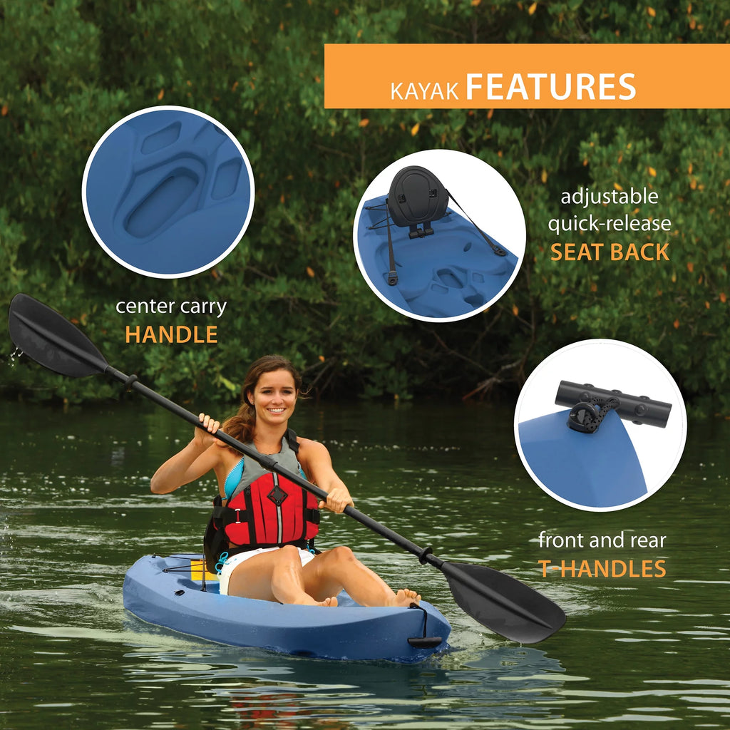 8 ft Sit-on-top Kayak with Paddle, Dark Blue W45186