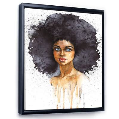 African American Woman Framed Canvas Painting 32x22 G20723