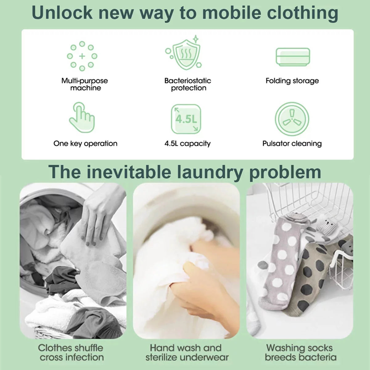Foldable Mini Washing Machine 3 Speeds Timed Z815754