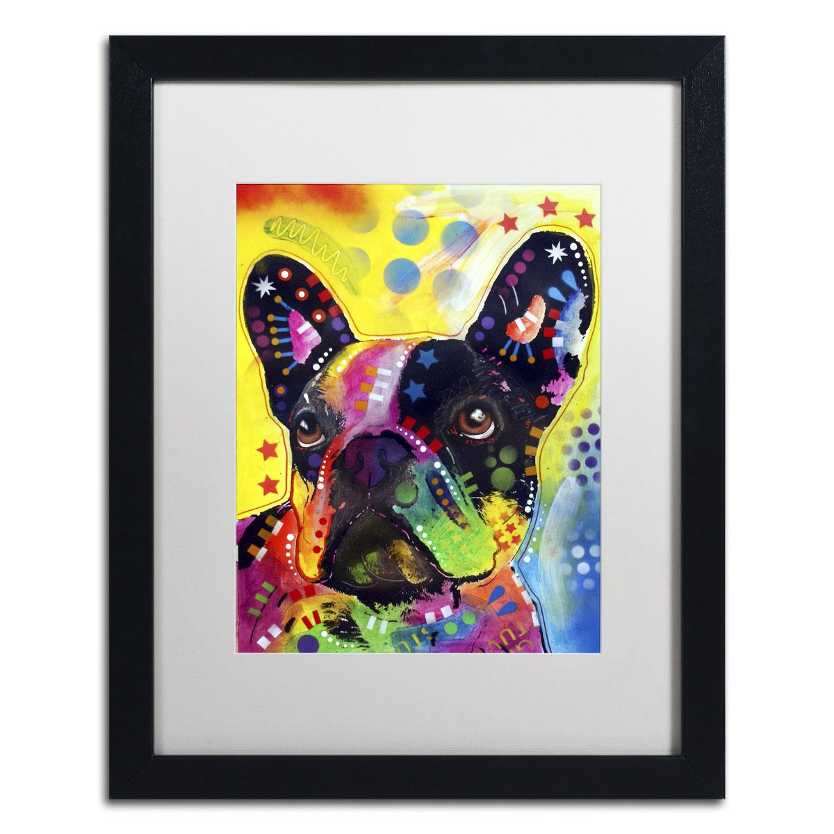 French Bulldog White Matte Black Frame Q430455