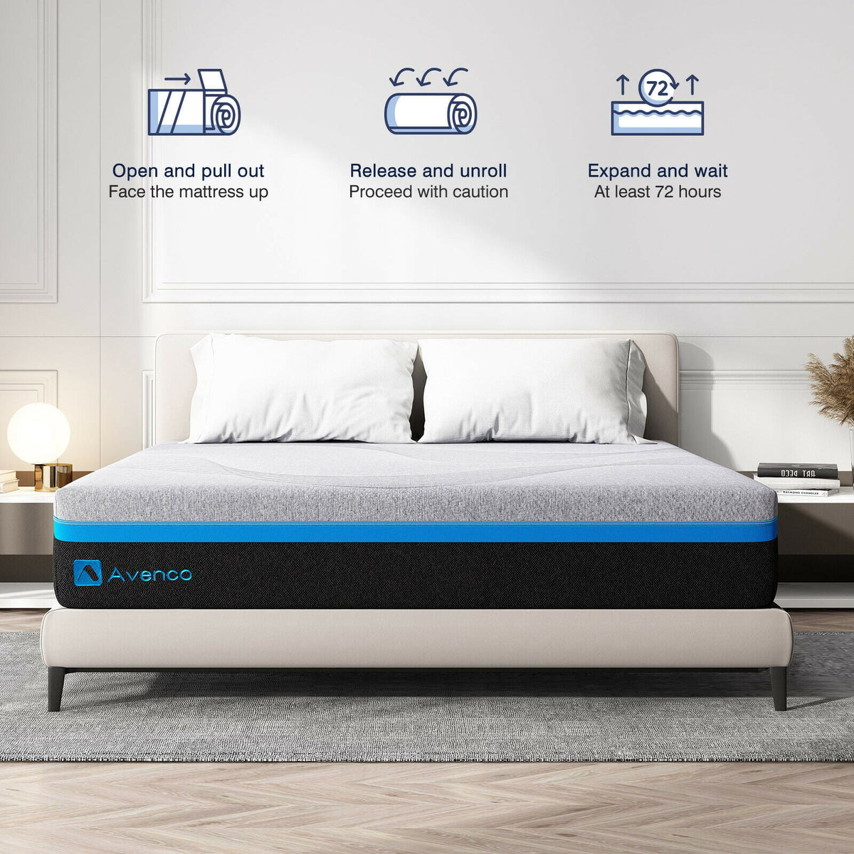 10 Inch Grey Queen Gel Memory Foam Mattress P64145