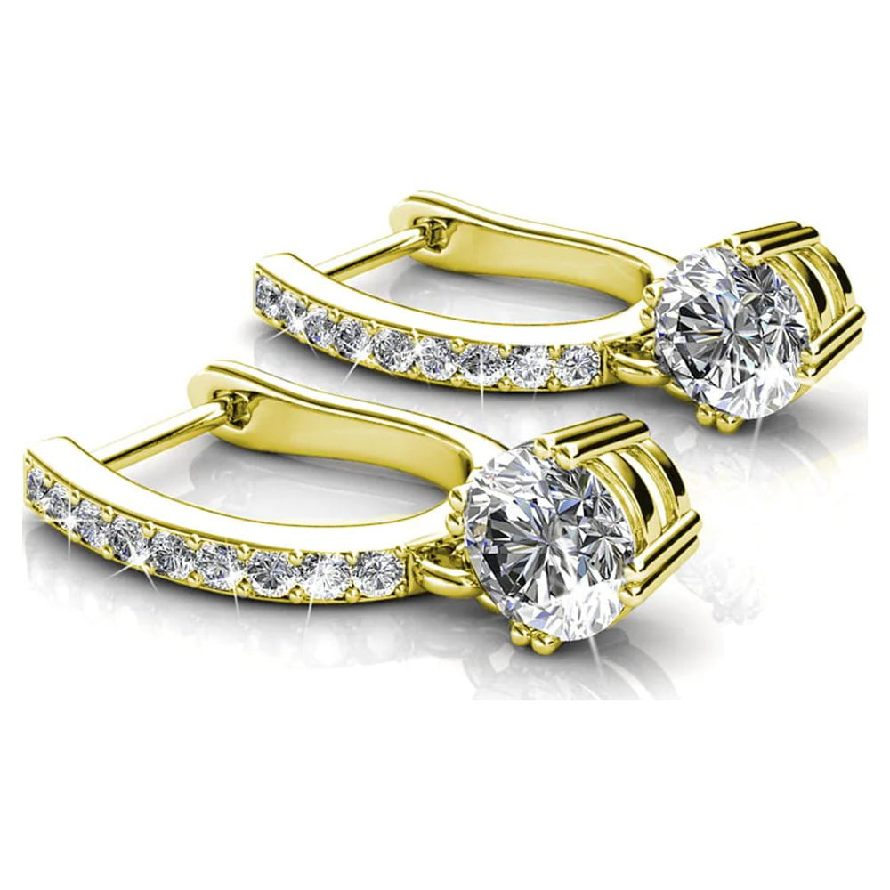 18k White Gold Plated Silver Crystal Drop Dangle Earrings P412